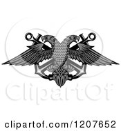 Poster, Art Print Of Grayscale Double Headed Eagle Over Crossed Anchors