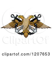Clipart Of A Double Headed Eagle Over Crossed Anchors Royalty Free Vector Illustration