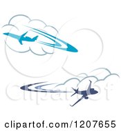 Poster, Art Print Of Blue Airplanes And Clouds