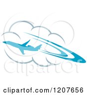 Poster, Art Print Of Blue Airplane Flying Over Clouds