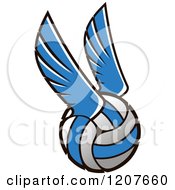 Poster, Art Print Of Blue And White Winged Volleyball