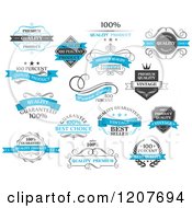 Poster, Art Print Of Blue Black And White Quality Product Labels