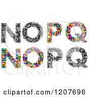 Poster, Art Print Of Colorful N O P And Q Made Of Tiny Letters