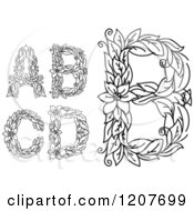Poster, Art Print Of Black And White Floral Letters A B C And D