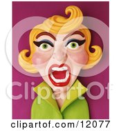Clay Sculpture Clipart Screaming Retro Blond Woman Royalty Free 3d Illustration