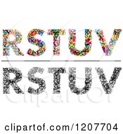 Clipart Of Colorful R S T U And V Made Of Tiny Letters Royalty Free Vector Illustration