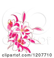 Poster, Art Print Of Background Of Pink Lily Flowers On White