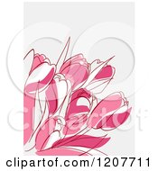 Clipart Of A Background Of Pink Tulip Flowers On Off White Royalty Free Vector Illustration by Vector Tradition SM