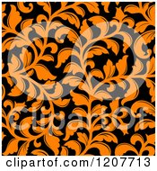Seamless Orange And Black Floral Pattern
