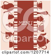 Clipart Of A Menu Cover With Cups Pots And Desserts Royalty Free Vector Illustration