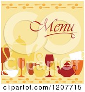 Poster, Art Print Of Menu Cover With Dishes Over Yellow