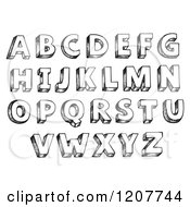 Poster, Art Print Of Black And White Sketched Alphabet Letters