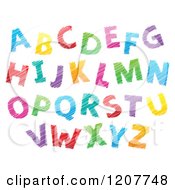 Cartoon Of A Colorful Sketched Alphabet Letters Royalty Free Vector Clipart