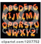 Cartoon Of A Orange Dripping Alphabet Letters Royalty Free Vector Clipart