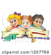 Poster, Art Print Of Happy School Children On A Giant Book