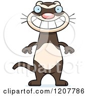 Cartoon Of A Grinning Skinny Ferret Royalty Free Vector Clipart by Cory Thoman
