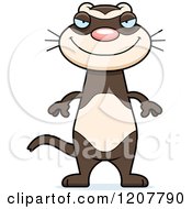 Cartoon Of A Sly Skinny Ferret Royalty Free Vector Clipart