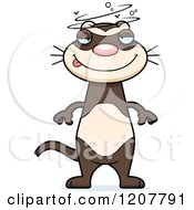 Cartoon Of A Drunk Skinny Ferret Royalty Free Vector Clipart by Cory Thoman