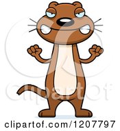 Cartoon Of A Mad Skinny Weasel Royalty Free Vector Clipart
