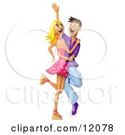 Clay Sculpture Clipart Young Couple Having Fun Dancing Royalty Free 3d Illustration