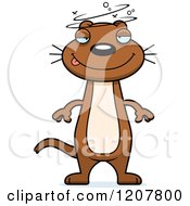 Cartoon Of A Drunk Skinny Weasel Royalty Free Vector Clipart
