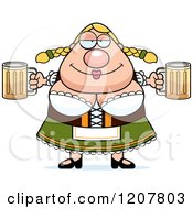 Poster, Art Print Of Chubby Oktoberfest German Woman Holding Two Beers