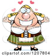 Cartoon Of A Loving Chubby Oktoberfest German Woman Royalty Free Vector Clipart