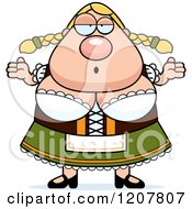 Poster, Art Print Of Careless Shrugging Chubby Oktoberfest German Woman