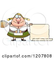 Poster, Art Print Of Chubby Oktoberfest German Woman With A Beer And Sign