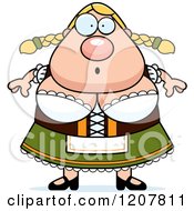 Cartoon Of A Surprised Chubby Oktoberfest German Woman Royalty Free Vector Clipart
