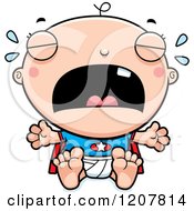 Cartoon Of A Crying Super Infant Baby Boy Royalty Free Vector Clipart