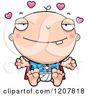 Cartoon Of A Loving Super Infant Baby Boy Royalty Free Vector Clipart