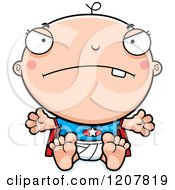 Cartoon Of A Mad Super Infant Baby Boy Royalty Free Vector Clipart