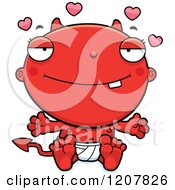 Cartoon Of A Loving Devil Infant Baby Royalty Free Vector Clipart by Cory Thoman