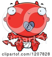 Cartoon Of A Devil Infant Baby With A Pacifier Royalty Free Vector Clipart by Cory Thoman