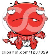 Cartoon Of A Depressed Devil Infant Baby Royalty Free Vector Clipart by Cory Thoman