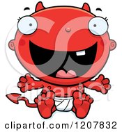 Cartoon Of A Happy Excited Devil Infant Baby Royalty Free Vector Clipart by Cory Thoman