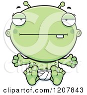 Cartoon Of A Bored Alien Infant Baby Royalty Free Vector Clipart by Cory Thoman