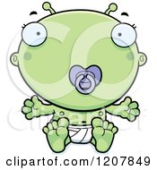 Poster, Art Print Of Sitting Alien Infant Baby With A Pacifier