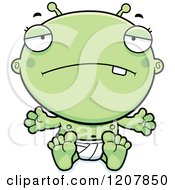 Cartoon Of A Depressed Alien Infant Baby Royalty Free Vector Clipart