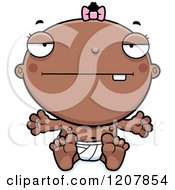 Cartoon Of A Bored Baby Infant Black Girl Royalty Free Vector Clipart by Cory Thoman