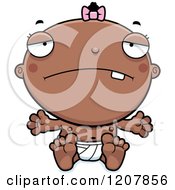 Cartoon Of A Depressed Baby Infant Black Girl Royalty Free Vector Clipart