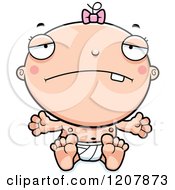 Cartoon Of A Depressed Baby Infant Caucasian Girl Royalty Free Vector Clipart by Cory Thoman