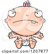 Cartoon Of A Mad Baby Infant Caucasian Girl Royalty Free Vector Clipart