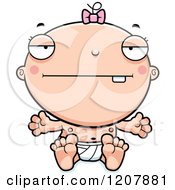 Cartoon Of A Bored Baby Infant Caucasian Girl Royalty Free Vector Clipart