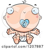Cartoon Of A Baby Boy Infant With A Pacifier Royalty Free Vector Clipart
