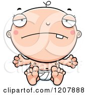 Cartoon Of A Depressed Baby Boy Infant Royalty Free Vector Clipart by Cory Thoman
