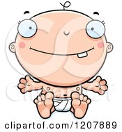 Cartoon Of A Sitting Happy Baby Boy Infant Royalty Free Vector Clipart
