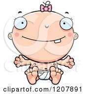 Cartoon Of A Happy Baby Infant Caucasian Girl Royalty Free Vector Clipart
