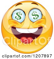 Poster, Art Print Of Yellow Emoticon Smiley With Dollar Eyes
